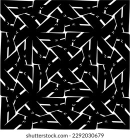 Vector geometric seamless pattern.Black and white texture. 