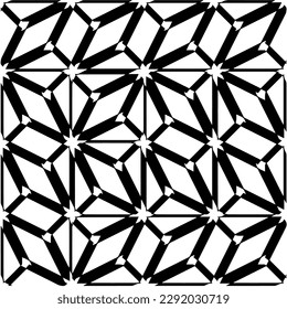 Vector geometric seamless pattern.Black and white texture. 