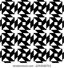 Vector geometric seamless pattern.Black and white texture. 