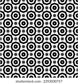 Vector geometric seamless pattern.Black and white texture. 