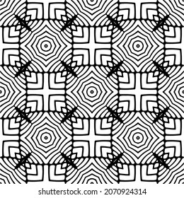 Vector geometric seamless pattern.Modern geometric background with abstract shapes.Monochromatic Repeating Patterns.Endless abstract texture.black and white ornament for design.