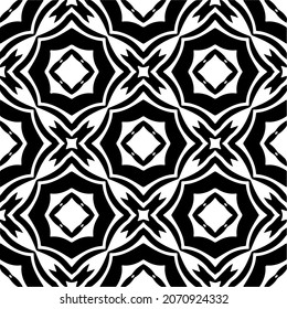 Vector geometric seamless pattern.Modern geometric background with abstract shapes.Monochromatic Repeating Patterns.Endless abstract texture.black and white ornament for design.