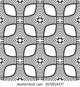 Vektorgeometrisches, nahtloses Muster.Moderner geometrischer Hintergrund mit abstrakten Formen.Monochromatische Wiederholmuster.Endlose abstrakte Textur.Schwarz-Weiß-Ornament für Design.