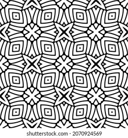 Vector geometric seamless pattern.Modern geometric background with abstract shapes.Monochromatic Repeating Patterns.Endless abstract texture.black and white ornament for design.