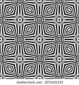 Vector geometric seamless pattern.Modern geometric background with abstract shapes.Monochromatic Repeating Patterns.Endless abstract texture.black and white ornament for design.