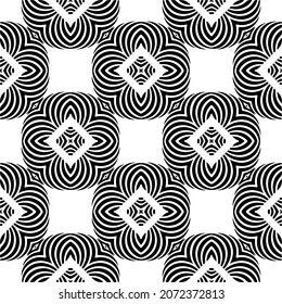 Vector geometric seamless pattern.Modern geometric background with abstract shapes.Monochromatic Repeating Patterns.Endless abstract texture.black and white ornament for design.
