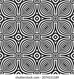 Vector geometric seamless pattern.Modern geometric background with abstract shapes.Monochromatic Repeating Patterns.Endless abstract texture.black and white ornament for design.
