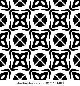 Vector geometric seamless pattern.Modern geometric background with abstract shapes.Monochromatic Repeating Patterns.Endless abstract texture.black and white ornament for design.