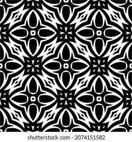Vector geometric seamless pattern.Modern geometric background with abstract shapes.Monochromatic Repeating Patterns.Endless abstract texture.black and white ornament for design.