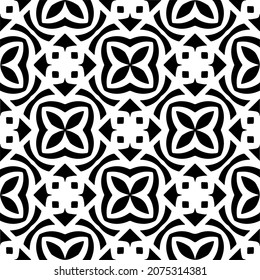 Vector geometric seamless pattern.Modern geometric background with abstract shapes.Monochromatic Repeating Patterns.Endless abstract texture.black and white ornament for design.