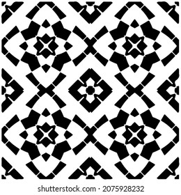 Vector geometric seamless pattern.Modern geometric background with abstract shapes.Monochromatic Repeating Patterns.Endless abstract texture.black and white ornament for design.