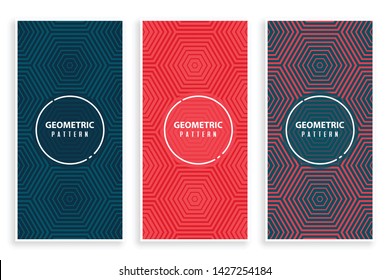 Vector geometric seamless patterns. Abstract geometric hexagonal graphic design 