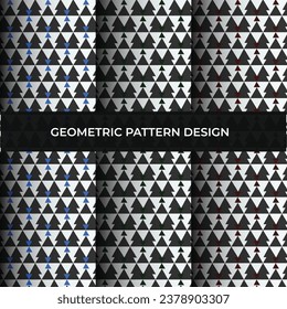 Vector geometric seamless patterns collection. Black and bright colorful background swatches