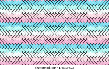 Vector geometric seamless patterns. Cute abstract textures. Modern design. Cyan, pink, white color.