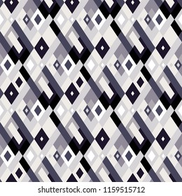 Vector geometric seamless plaid pattern in black and white. Small print with squares, checks and geometric shapes. Argyle abstract background with lines and stripes. Vector vintage retro background