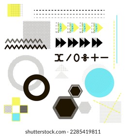 Vector geometric set with round and symbols.