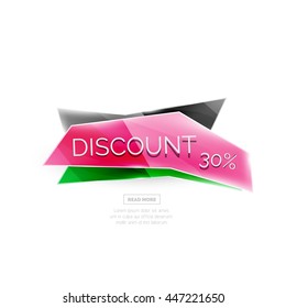 Vector geometric shape ad promo banner. Abstract universal layout