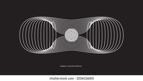 Vector Geometric Shape Isolated on Black Background. Abstract figure with transform effect. For web advertisement commercial banner poster leaflet billboard sale. 