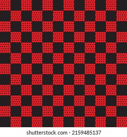 Vector of geometric shape seamless background. Checkered with dot pattern. Color of cute ladybug template for fashion, backdrop, clothing, graphic, wallpaper.