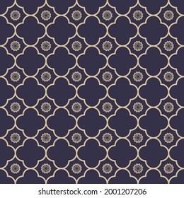 Vector geometric shape and small star flower grid seamless pattern contemporary color background. Simple Sino-Portuguese or Peranakan pattern. Use for fabric, textile, interior decoration elements.