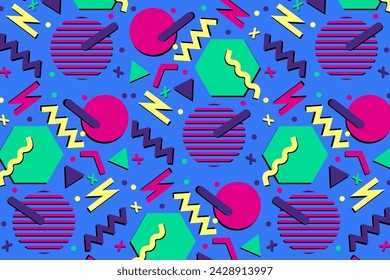 Vector geometric shapes 90s pattern