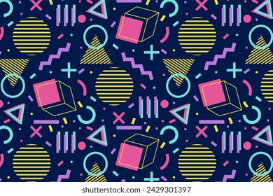 Vector geometric shapes 90s pattern