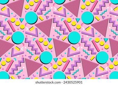 Vector geometric shapes 90s pattern