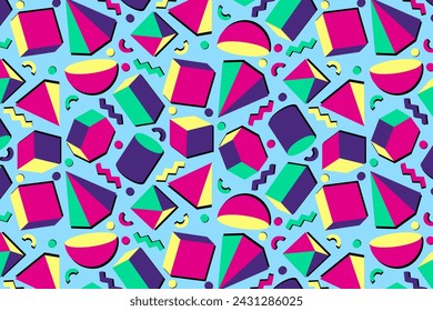 Vector geometric shapes 90s pattern

