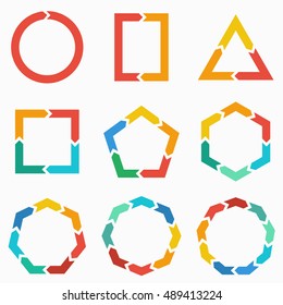 Vector geometric shapes arrows for info graphic. Template for diagram, graph, presentation and chart. Business concept  with  1,2,3, 4, 5, 6, 7, 8,9  options, parts, steps or processes