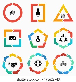 Vector geometric shapes arrows for infographic and startup business icon. Template for diagram, graph, presentation and chart. Business concept  with   options, parts, steps or processes