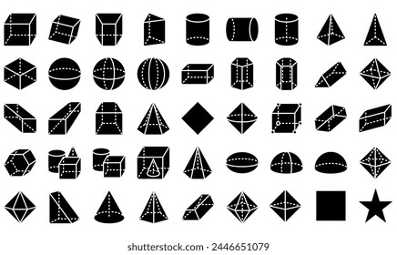 vector geometric shapes, for education and learning mathematics, black color