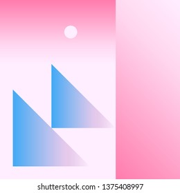 Vector Geometric Smooth blue pink gradient Background in Material Design style. Simple Minimalistic Colorful Pattern based on Grid and keyline shapes. Artwork Business Web Presentation Cover Fabric