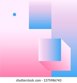 Vector Geometric Smooth blue pink gradient Background in Material Design style. Simple Minimalistic Colorful Pattern based on Grid and keyline shapes. Artwork Business Web Presentation Cover Fabric