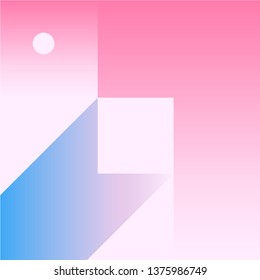 Vector Geometric Smooth blue pink gradient Background in Material Design style. Simple Minimalistic Colorful Pattern based on Grid and keyline shapes. Artwork Business Web Presentation Cover Fabric