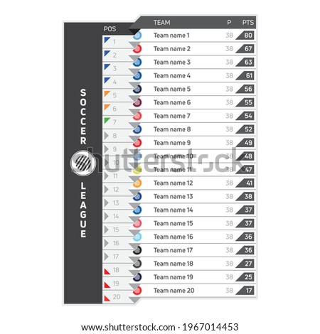 Vector geometric soccer league table. Football illustratrion.