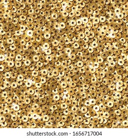 Vector geometric sparkle seamless pattern with gold sequins 