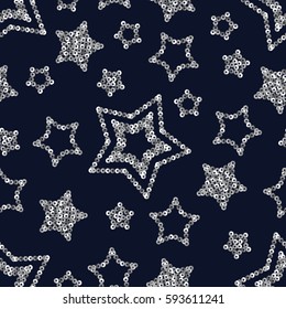 Vector geometric sparkle seamless pattern with silver sequins stars