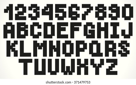 Vector geometric square font, letters and numbers