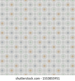 Vector Geometric Squares Grid in Yellow Gray White. and Green Seamless Repeat Pattern. Background for textiles, cards, manufacturing, wallpapers, print, gift wrap and scrapbooking.