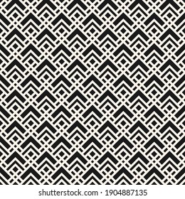 Vector geometric squares pattern. Abstract seamless texture with square grid, diamond shapes, rhombuses, arrows. Simple modern black and white background. Repeat monochrome design for print, wallpaper