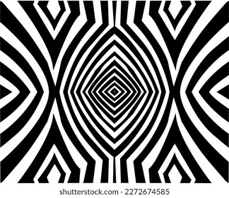 Vector geometric stripes background , optical black and white lines illustration, psychedelic linear pattern, hypnotic geometric curved illusion.Eps 10.