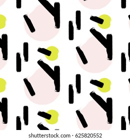 Vector geometric strokes fantasy print in beige green colors .Speed style dynamic art. Simple brush stroke abstraction 