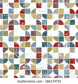 Vector geometric textile abstract seamless pattern, spotted tattered mosaic canvas.