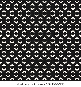 Vector geometric texture with curved arch shapes, small elements. Abstract modern black and white seamless pattern. Minimalist monochrome background. Stylish dark repeat design for decor, covers, web