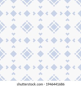 Vector geometric texture with diamond shapes, rhombuses, squares. Abstract modern seamless pattern. Simple light blue and white background. Elegant repeat design for decor, wallpaper, fabric, print