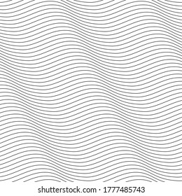 Vector geometric texture. Monochrome repeating pattern with thin wavy lines.