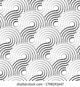 Vector geometric texture. Monochrome repeating pattern with dots circles.