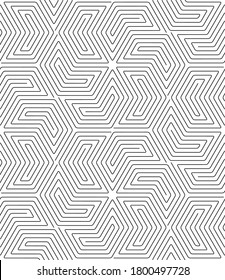 Vector geometric texture. Monochrome repeating pattern with hexagonal tiles.