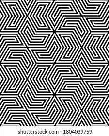 Vector geometric texture. Monochrome repeating pattern with hexagonal tiles.