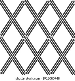 Vector geometric texture. Monochrome repeating pattern with intersecting stripes.